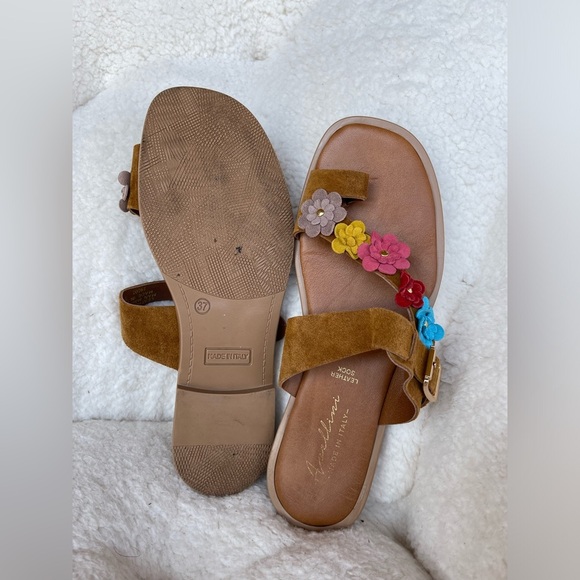 Stylish Floral Leather Sock Sandals in Brown and Multicolor by Avellino Women's - Picture 11 of 12